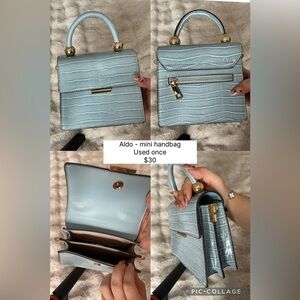 Aldo Sky Blue Croc-Pattern Mini Bag